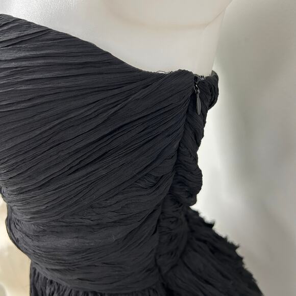 Elizabeth And James 100% Silk Strapless Foliage Cocktail Dress Womens 6 Black - Picture 4 of 7